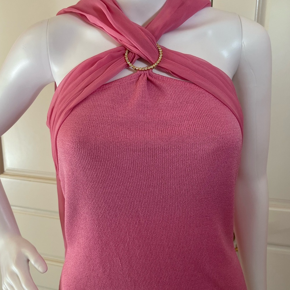 St. John Pink Halter sweater Top